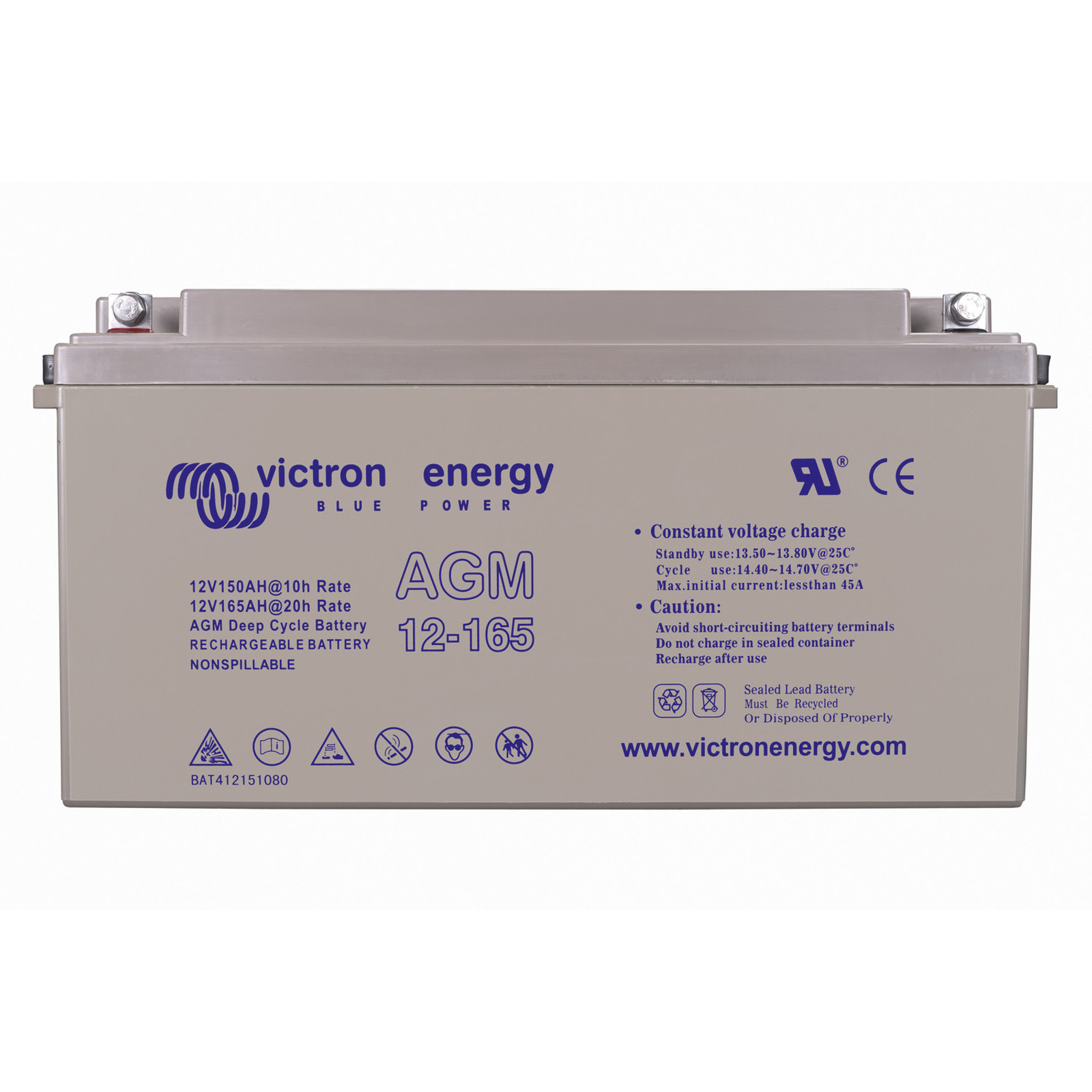 12V/165Ah AGM Deep Cycle Batt. (M8)