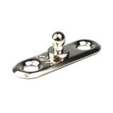 Zapinka dolna owalna do nitowania i przykręcania, mosiądz niklowany, L-34,2mm, między otworami 22,3mm