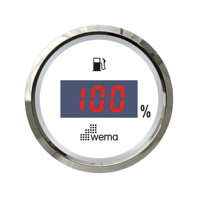 Cyfrowy wskaźnik poziomu paliwa 52 mm srebrno-biały Wema