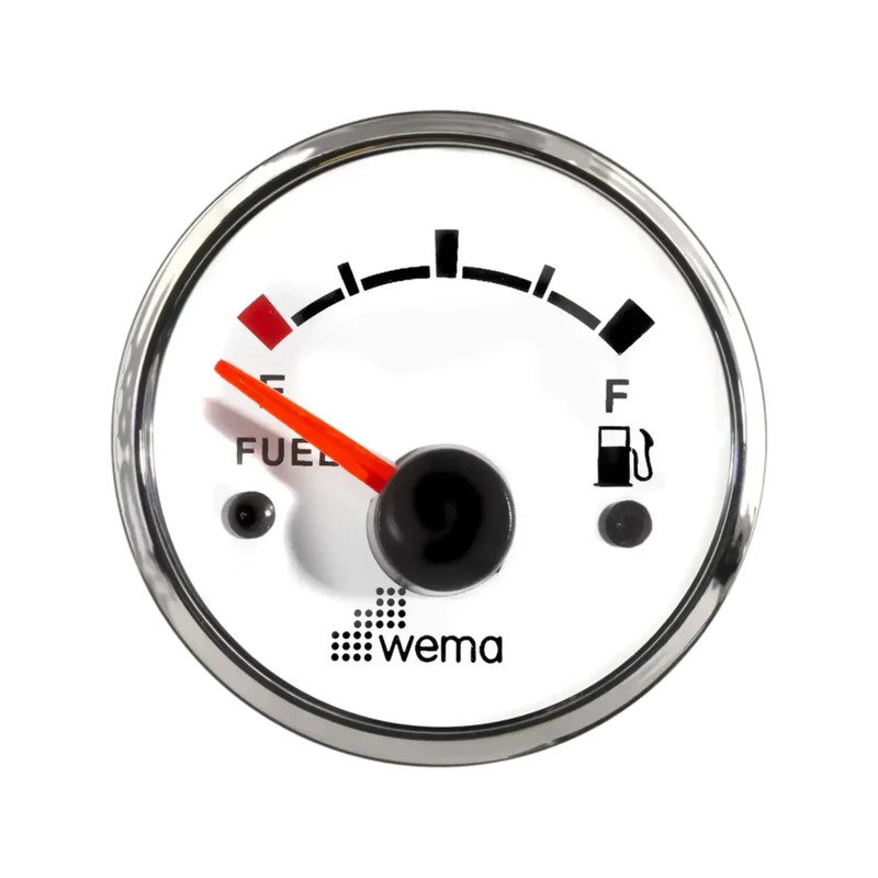 Wskaźnik poziomu paliwa 52 mm 240-30 om srebrno-biały Wema