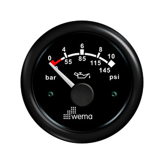 Wskaźnik ciśnienia oleju 10 bar, 52 mm czarny Wema