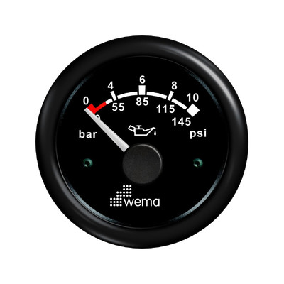 Wskaźnik ciśnienia oleju 10 bar, 52 mm czarny Wema