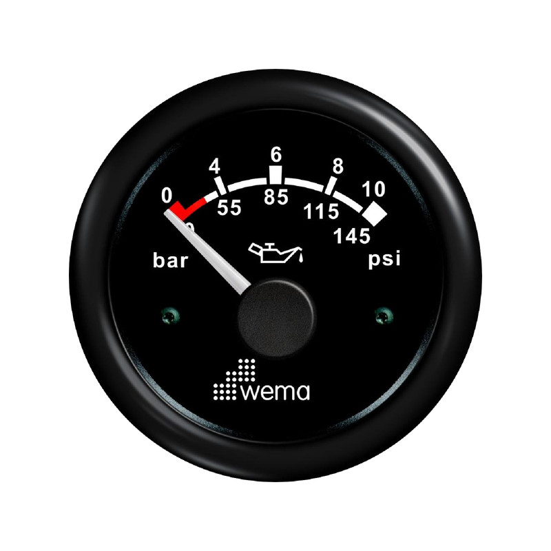 Wskaźnik ciśnienia oleju 10 bar, 52 mm czarny Wema