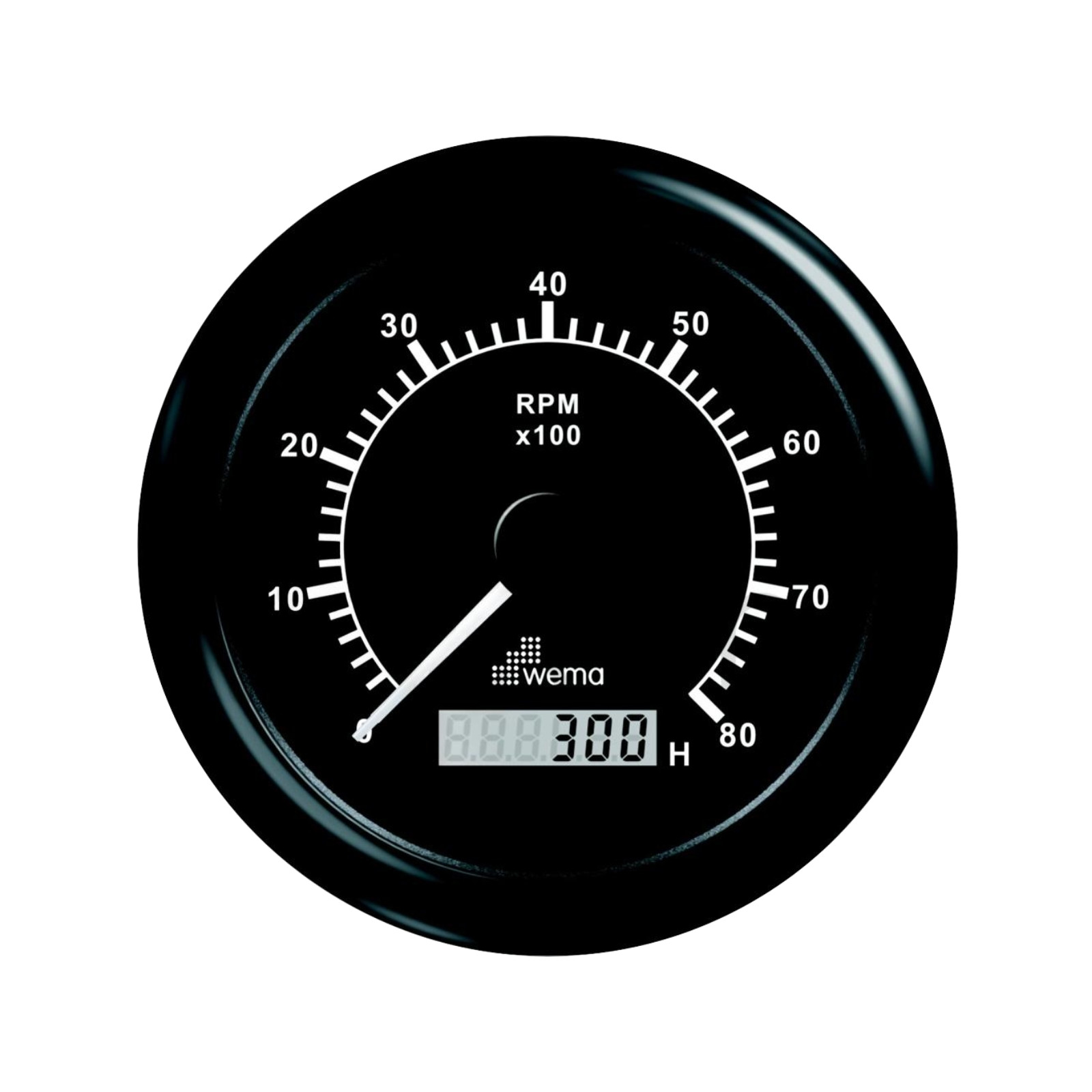 Tachometer with Hourmeter 8000 rpm black Wema