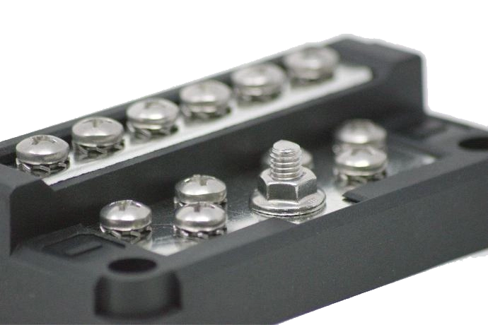View of the robust mounting elements of Egis 8030B Ground Bus