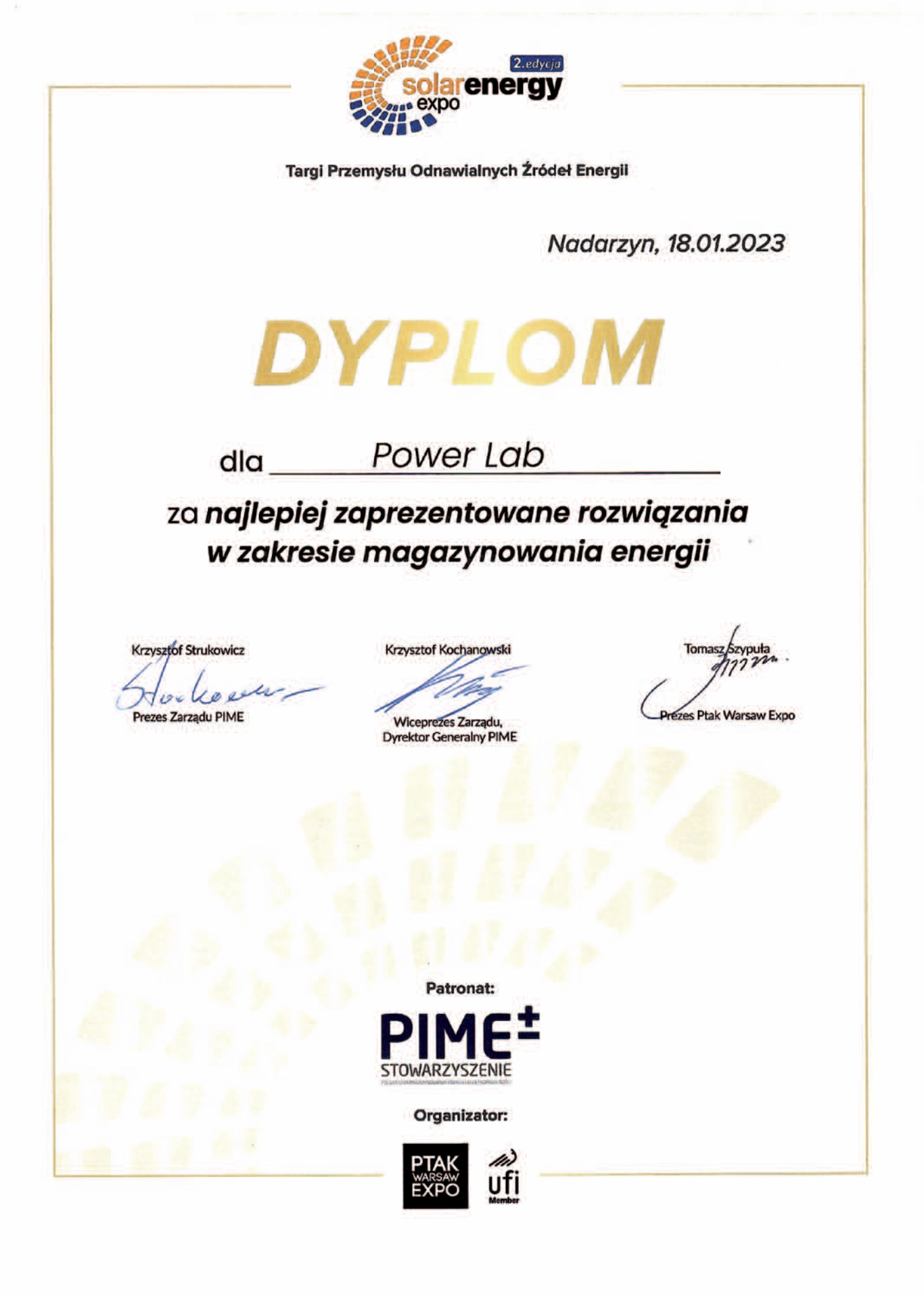Dyplom PIME Power LAB